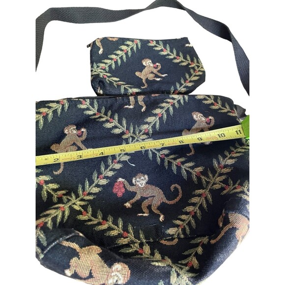 Doodle Bags Stuart FL Black Embroidered Monkey Tapestry Shoulder Bag & Pouch - Picture 12 of 16